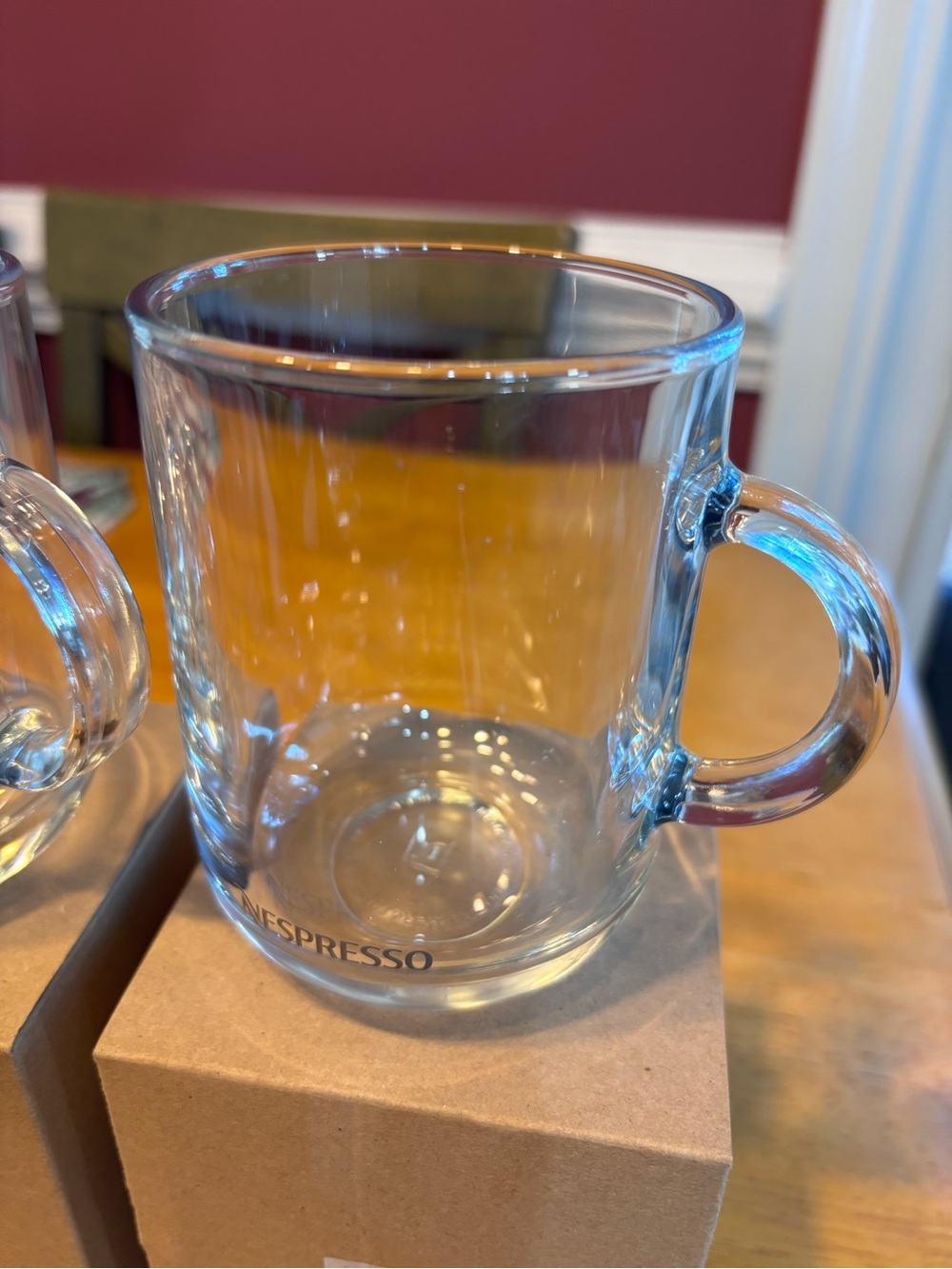 Nespresso Clear Glass Coffee Mugs - Set of 2 New - Picture 3 of 5